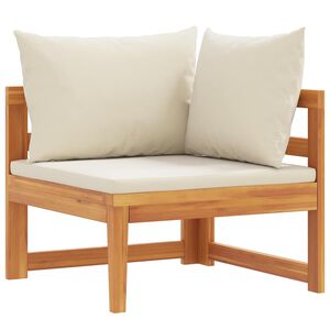 vidaXL Ecksofa mit Cremewei&szlig;en Kissen Massivholz Akazie
