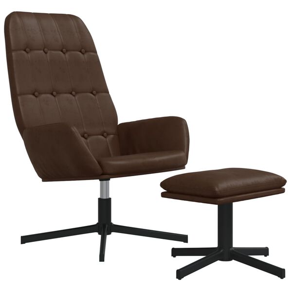 vidaXL Relaxsessel mit Hocker Gl&auml;nzend Braun Kunstleder