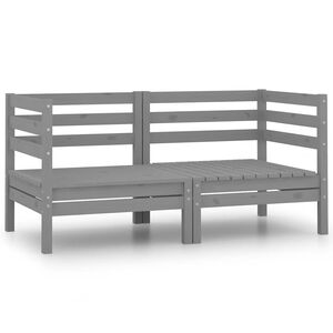 vidaXL Garten-Ecksofas 2 Stk. Grau Massivholz Kiefer