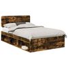 vidaXL Bettrahmen Ger&auml;ucherte Eiche 135 x 190 cm Massives Kiefernholz