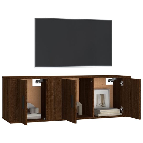 vidaXL 2-tlg. TV-Schrank-Set Braun Eichen-Optik Holzwerkstoff
