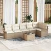 vidaXL Gartensofa-set mit Kissen 7 pcs Beige Poly-Rattan