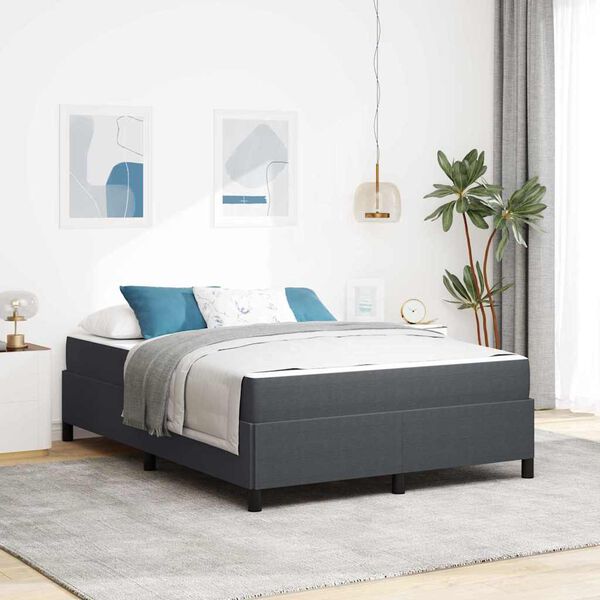 vidaXL Bettrahmen mit Matratze Dunkelgrau 160 x 200 cm Stoff