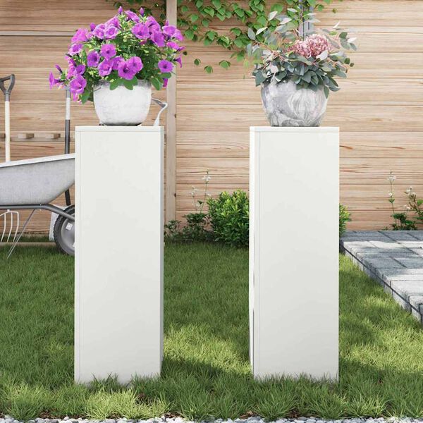 vidaXL Pflanzenst&auml;nder 2 pcs Wei&szlig; 24 x 24 x 75 cm Stahl