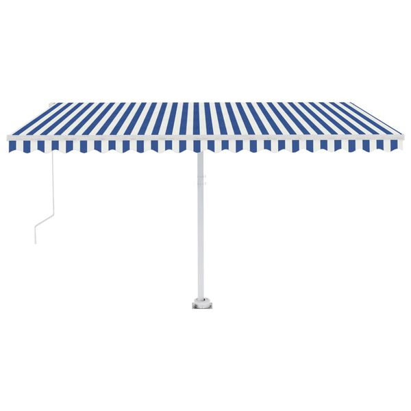vidaXL Markise Manuell Einziehbar mit LED 450x300 cm Blau Wei&szlig;