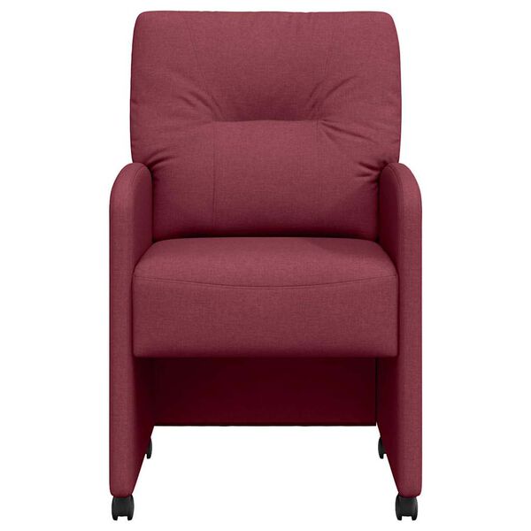 vidaXL Esszimmerst&uuml;hle mit Rollen 2 pcs Weinrot 57 x 67 x 95 cm Stoff