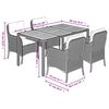 vidaXL 5-tlg. Garten-Essgruppe mit Kissen Grau Poly Rattan