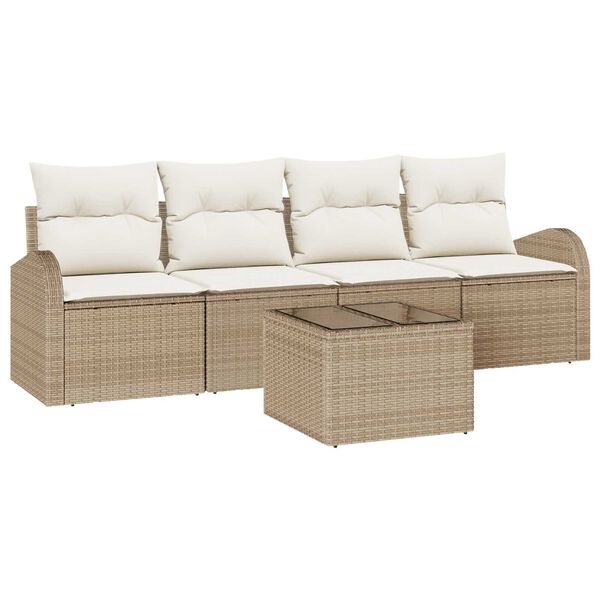 vidaXL Gartensofa-set Beige 55 x 55 x 37 cm Poly-Rattan