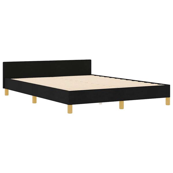 vidaXL Bettgestell mit Kopfteil Schwarz 140 x 190 cm Stoff