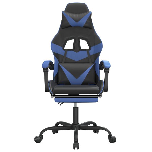 vidaXL Gaming-Stuhl mit Fu&szlig;st&uuml;tze Schwarz und Blau Kunstleder