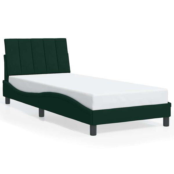 vidaXL Bettgestell ohne Matratze "Hanko" Dunkelgr&uuml;n 90x190 cm Samt