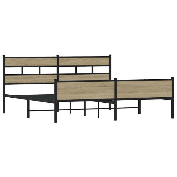 vidaXL Metallbett ohne Matratze Sonoma-Eiche 180x200 cm