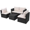 vidaXL 5-tlg. Garten-Lounge-Set mit Auflagen Poly Rattan Schwarz