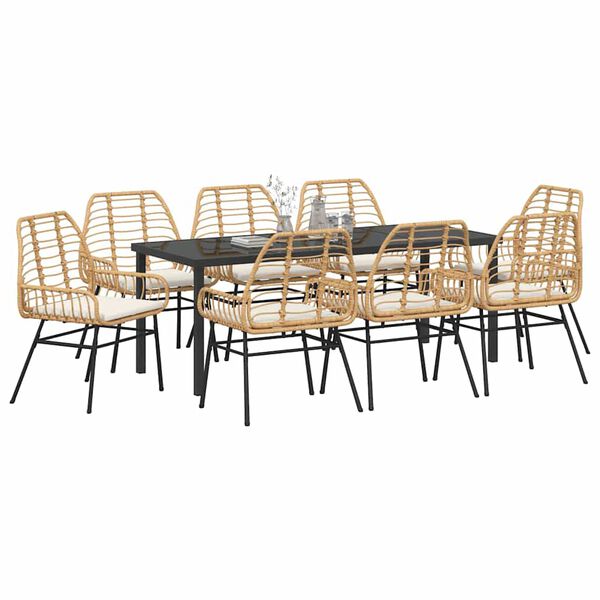 vidaXL Garten Essgruppe 9 pcs Braun Poly-Rattan