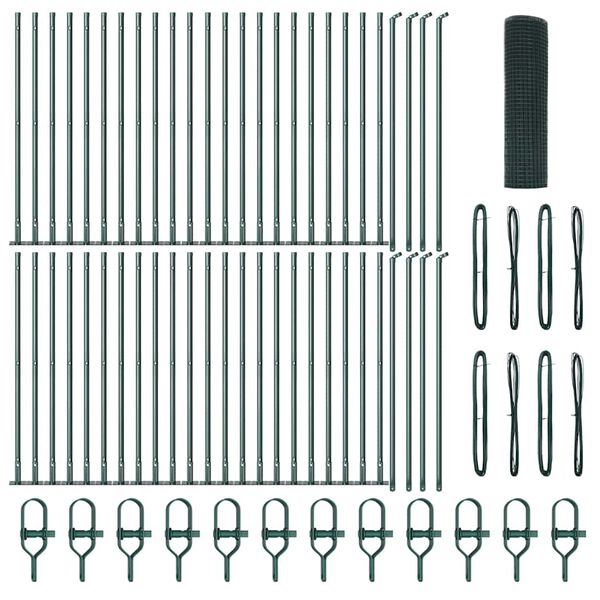 vidaXL Zaunpfosten Gr&uuml;n 100 x 0,8 m (12 x 12 mm Maschen) Stahl und PVC