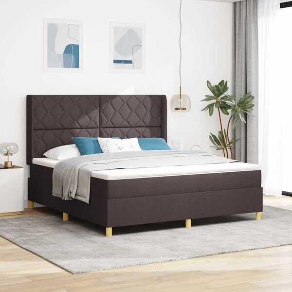 vidaXL Boxspringbett mit Matratze Dunkelbraun 180 x 200 cm Stoff