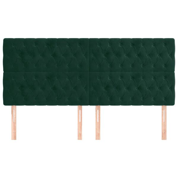 vidaXL Kopfteil Dunkelgr&uuml;n 200 x 7 x 118/128 cm Samt
