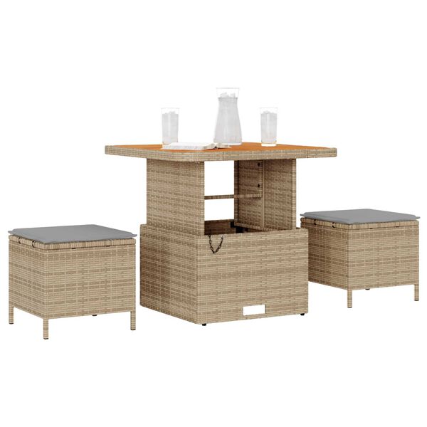 vidaXL Garten Essgruppe Beige Poly Rattan