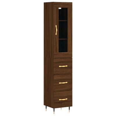 vidaXL Highboard Braun Eichen-Optik 34,5x34x180 cm Holzwerkstoff