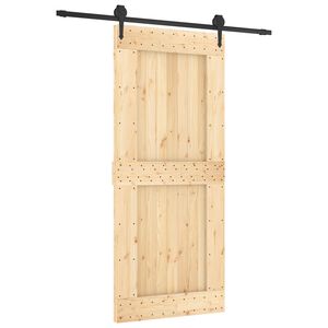 vidaXL Schiebet&uuml;r Nat&uuml;rlich und Schwarz 90 x 210 cm Massivkiefer