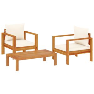 vidaXL 3-tlg. Garten-Sofagarnitur mit Kissen Massivholz Akazie