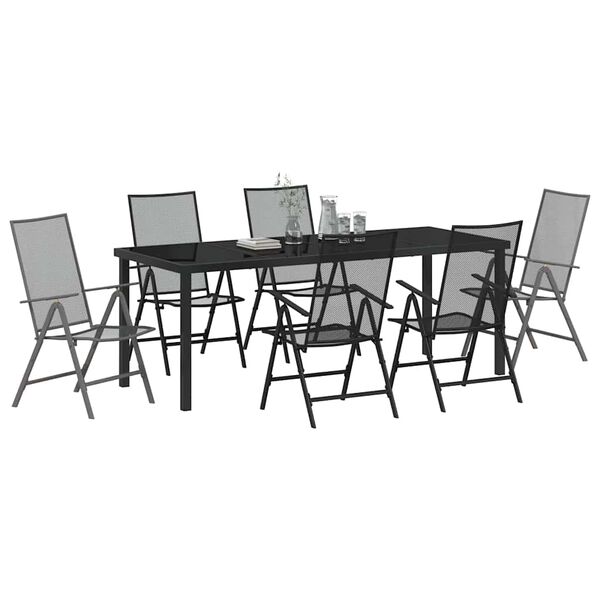 vidaXL Garten Essgruppe 7 pcs Anthrazit Pulverbeschichteter Stahl