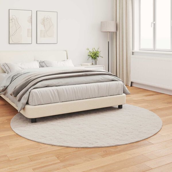 vidaXL Kunstfell Hasen Teppich Olite Beige &Oslash; 200 cm Polyester