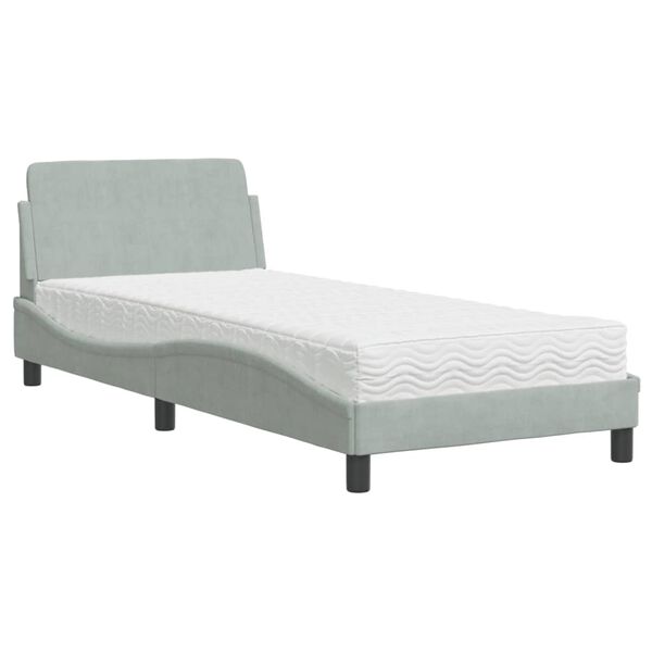 vidaXL Bett mit Matratze "Dover" Hellgrau 90x190 cm Samt