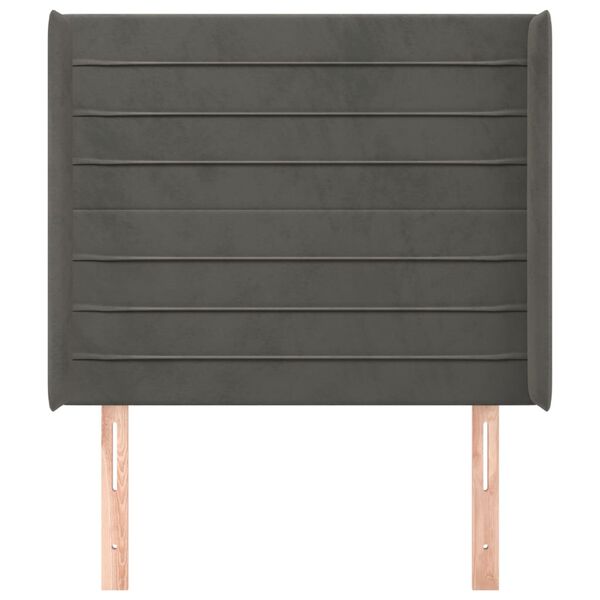 vidaXL Kopfteil mit Ohren Dunkelgrau 103x16x118/128 cm Samt