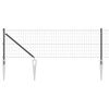 vidaXL Euro-Zaun mit Stacheln 25 x 0,4 m PVC-beschichteter Stahl Grau