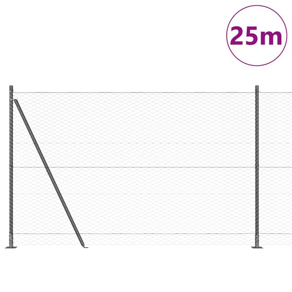 vidaXL Zaunpfosten Grau 25 x 1,4 m (36 mm Maschen) Stahl und PVC