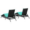 vidaXL Sonnenliegen 2 Stk. mit Tisch Schwarz Poly Rattan