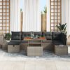vidaXL Garten-Sofa-Set mit Kissen mit Speicher 8 pcs Grau Poly Rattan
