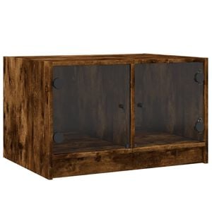 vidaXL Couchtisch mit Glast&uuml;ren R&auml;uchereiche 68x50x42 cm
