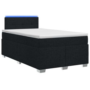 vidaXL Boxspringbett mit Matratze und LED Schwarz 120 x 200 cm Stoff