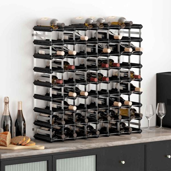 vidaXL Weinregal f&uuml;r 72 Flaschen Schwarz Massivholz Kiefer