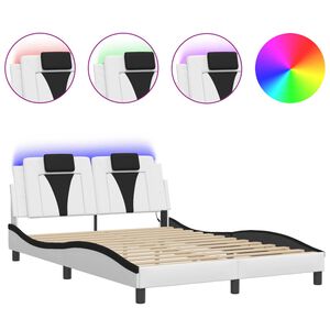 vidaXL Bettgestell "Viana" mit LED ohne Matratze Wei&szlig; und Schwarz 140x190 cm