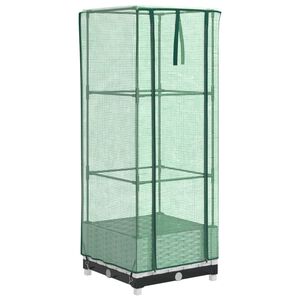 vidaXL Gartenplanter mit Gew&auml;chshausabdeckung und R&auml;dern Wei&szlig; PP
