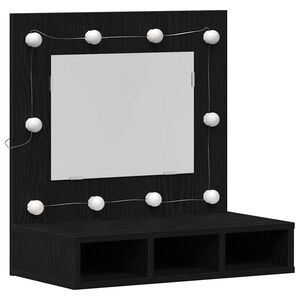vidaXL Spiegelschrank mit Regal Schwarz Eichen-Optik 60 x 31,5 x 62 cm