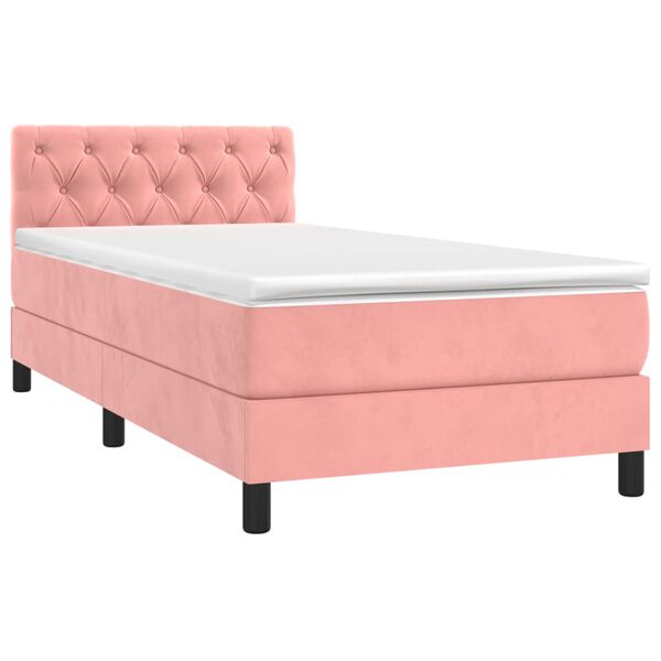 vidaXL Boxspringbett mit Matratze Rosa 80x200 cm Samt