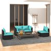 vidaXL 4-tlg. Garten-Lounge-Set mit Kissen Poly Rattan Schwarz