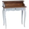 vidaXL Schreibtisch Braun und Wei&szlig; 80 x 40 x 92 cm Massivholz Mahagoni