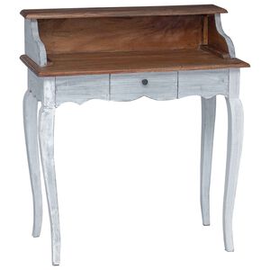 vidaXL Schreibtisch Braun und Wei&szlig; 80 x 40 x 92 cm Massivholz Mahagoni
