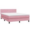 vidaXL Boxspringbett mit Matratze & LED Rosa 140x220 cm Samt