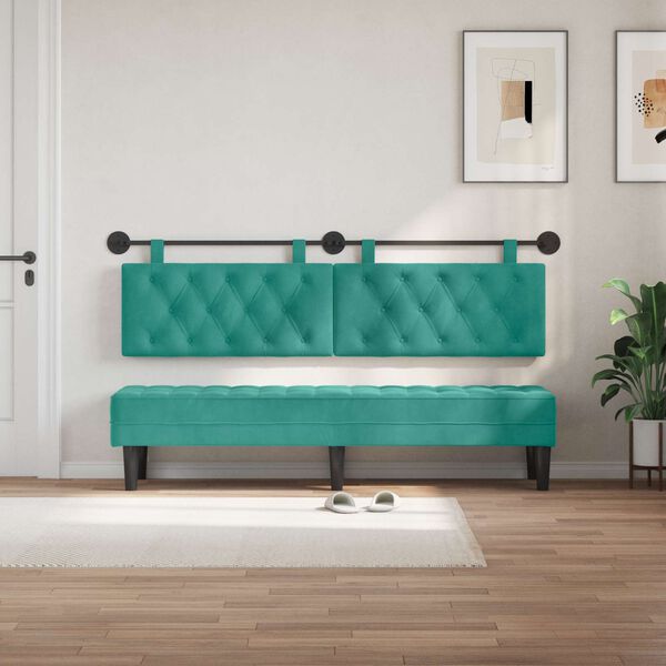 vidaXL H&auml;ngevorderseite Wandmontiert T&uuml;rkis 190 x 55 x 7 cm Samt