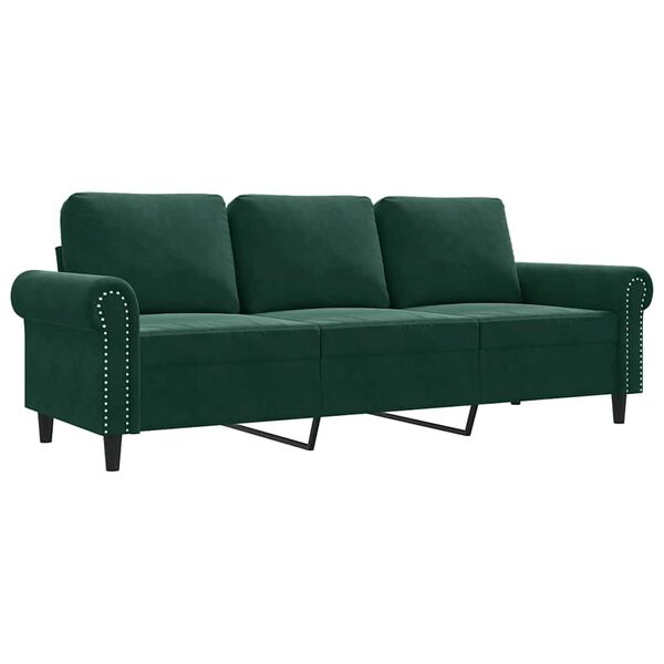 vidaXL 3-Sitzer-Sofa Dunkelgrün 180 cm Samt