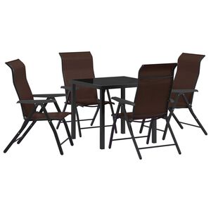 vidaXL Garten Essgruppe 5 pcs Braun Pulverbeschichteter Stahl
