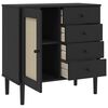 vidaXL Sideboard SENJA Rattan-Optik Schwarz 80x40x80 cm Kiefernholz
