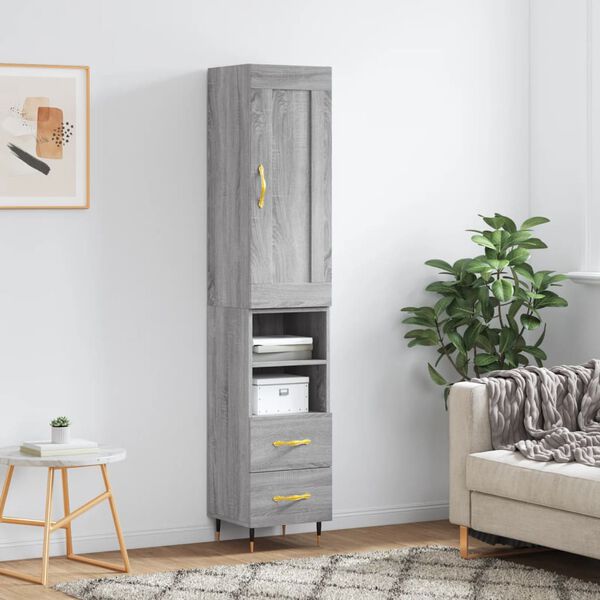 vidaXL Highboard Grau Sonoma 34,5x34x180 cm Holzwerkstoff