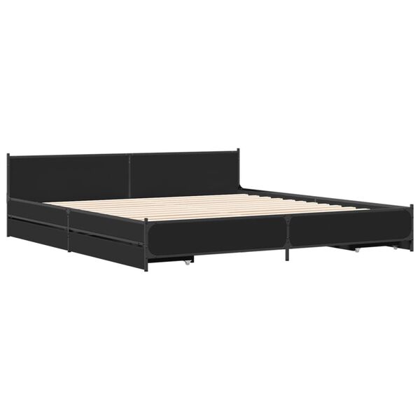vidaXL Bettgestell mit Schubladen Schwarz 200x200 cm Holzwerkstoff